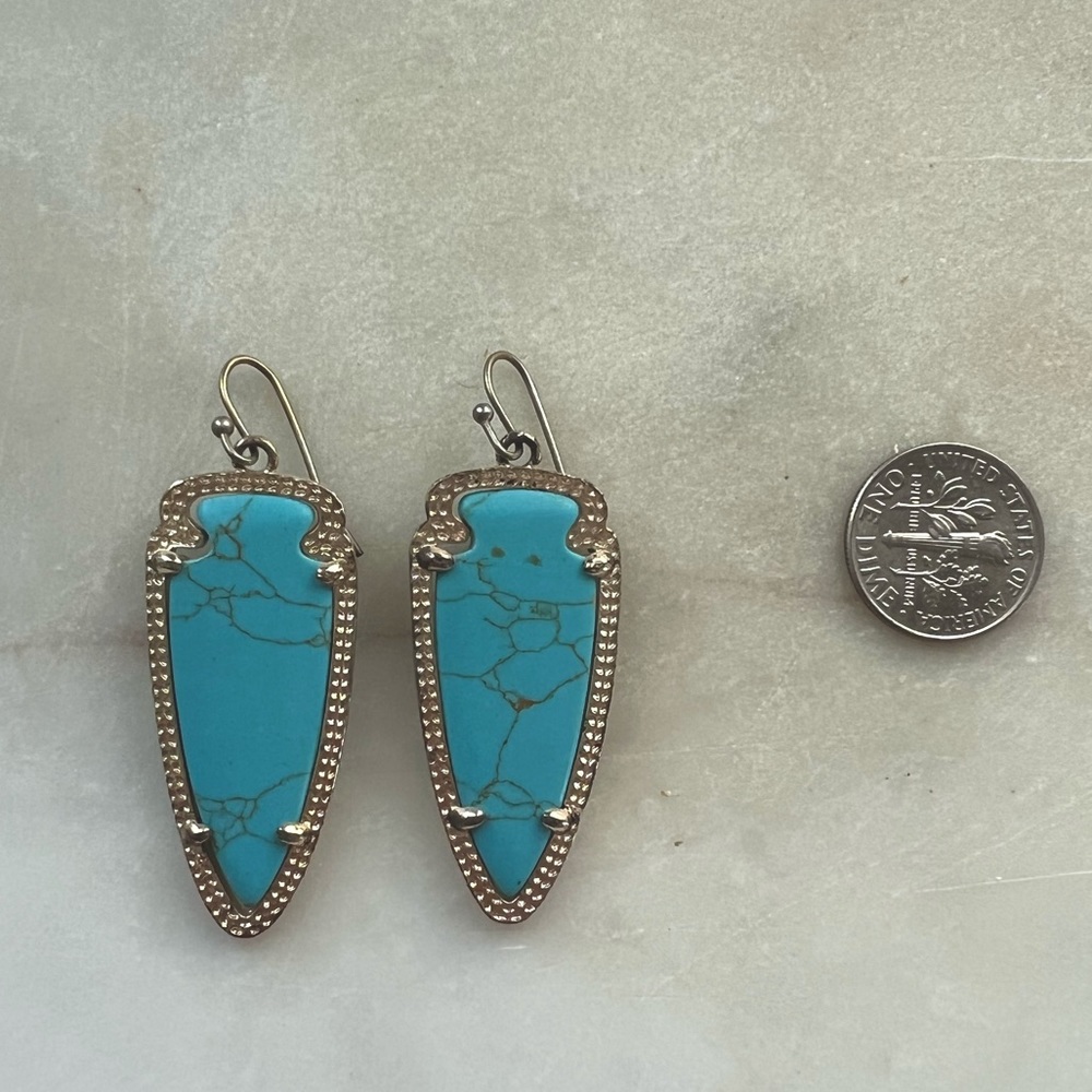 Kendra Scott Skylar turquoise arrowhead gold earrings